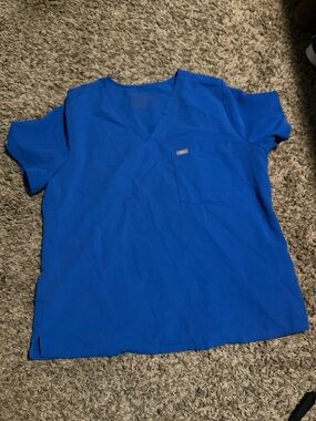 Figs Women's V-Neck Scrub Top in Royal Blue